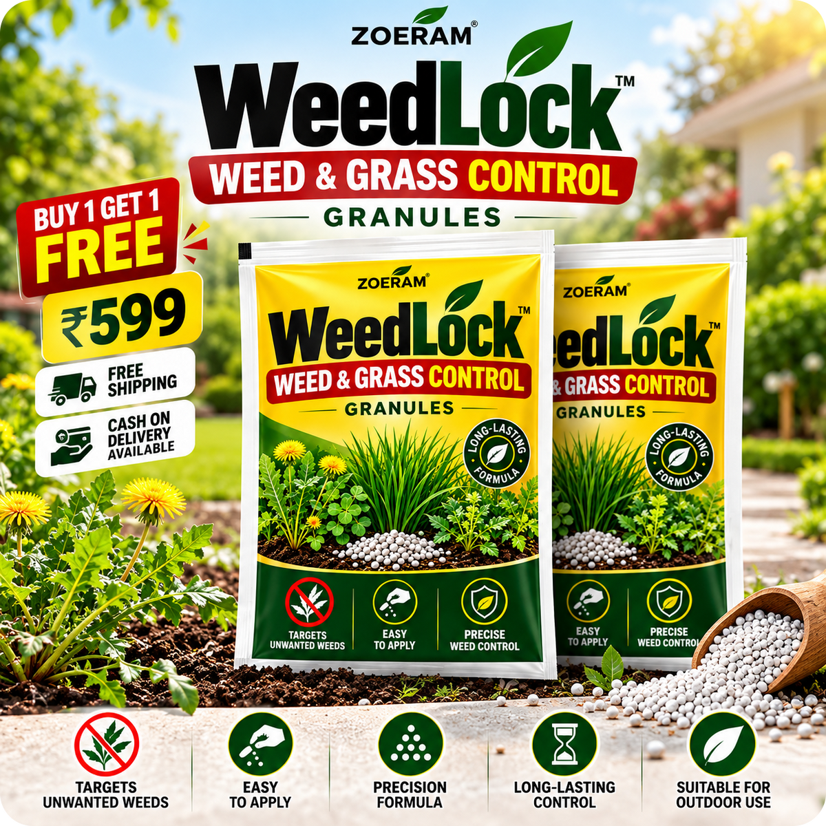 🌿 WeedLock™ — Weed & Grass Control Granules 🚫🌱