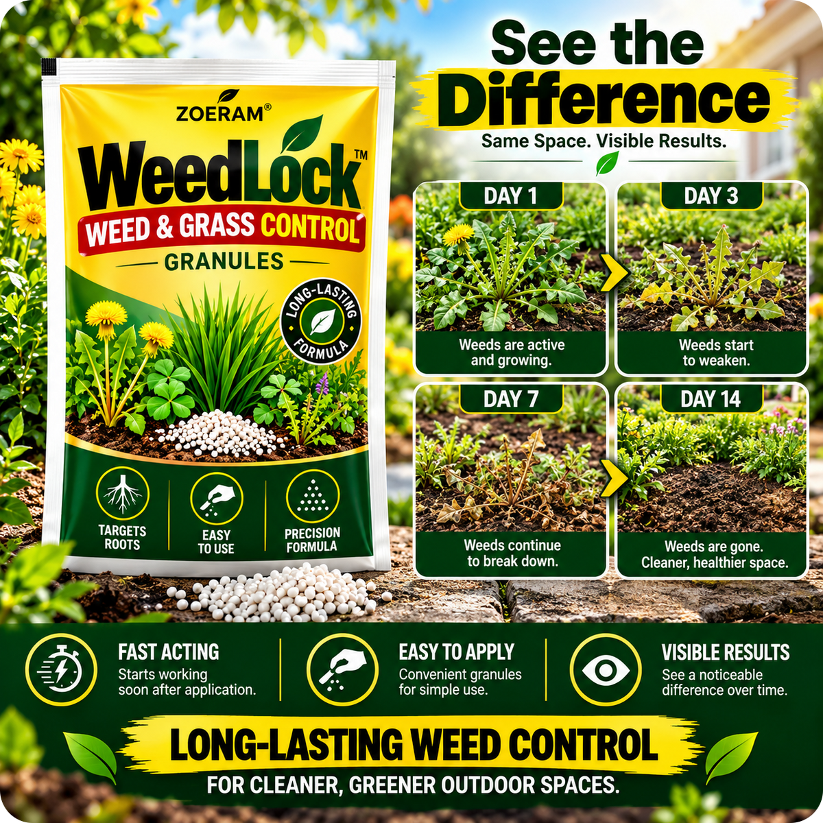 🌿 WeedLock™ — Weed & Grass Control Granules 🚫🌱