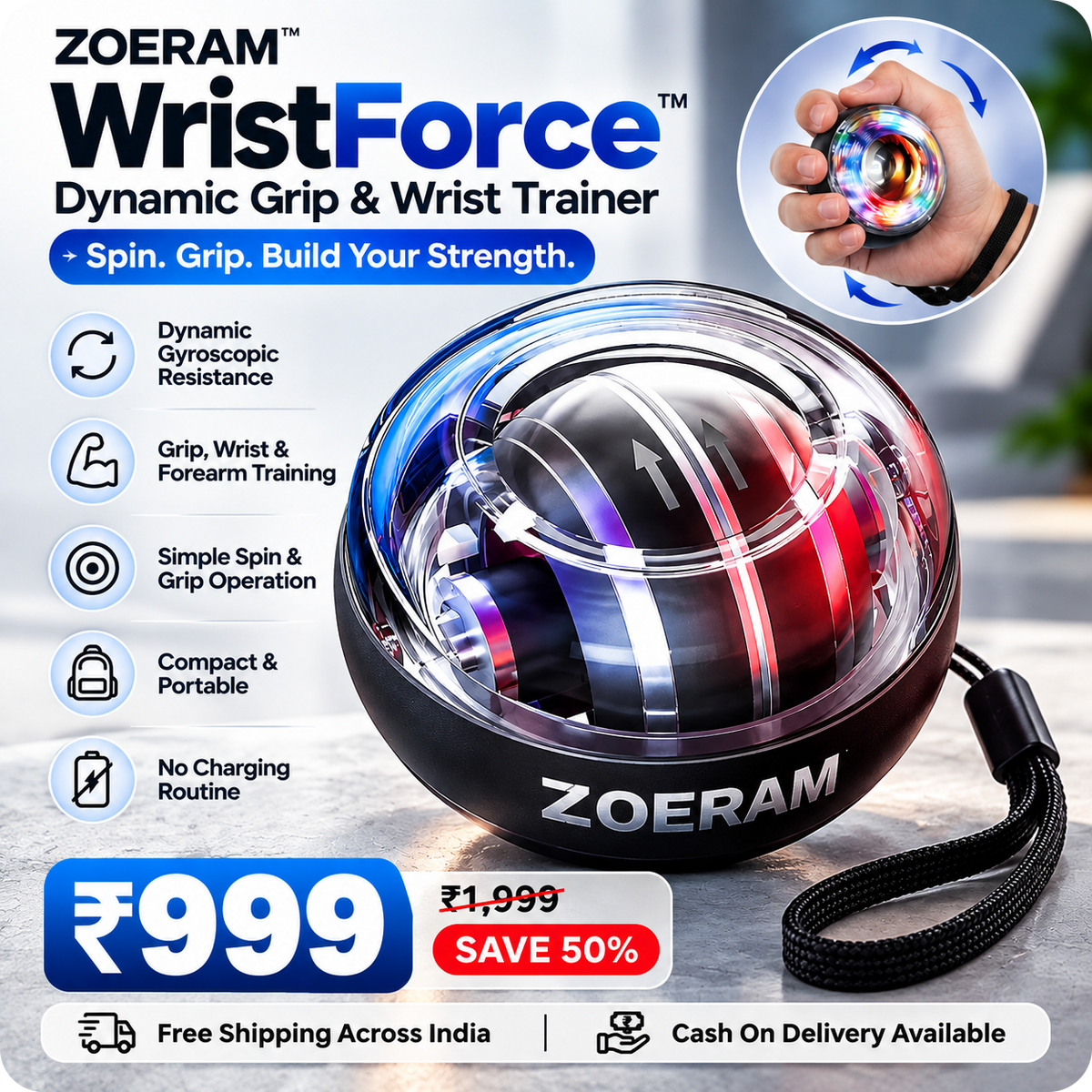 ⚡WristForce™  Dynamic Grip & Wrist Trainer 💪