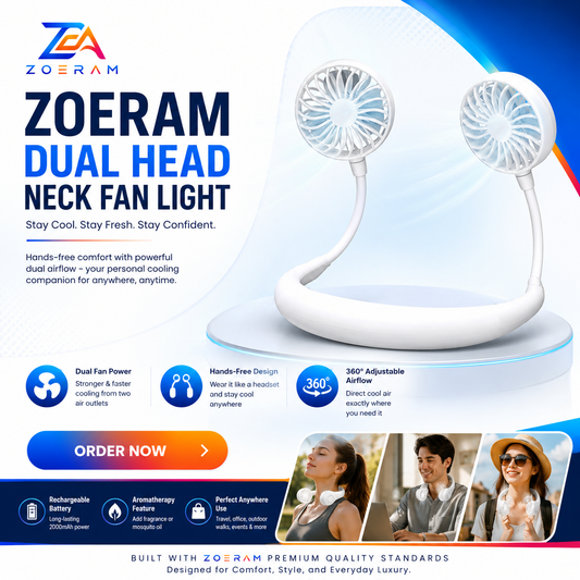 ZOERAM Dual Head Neck Fan Light